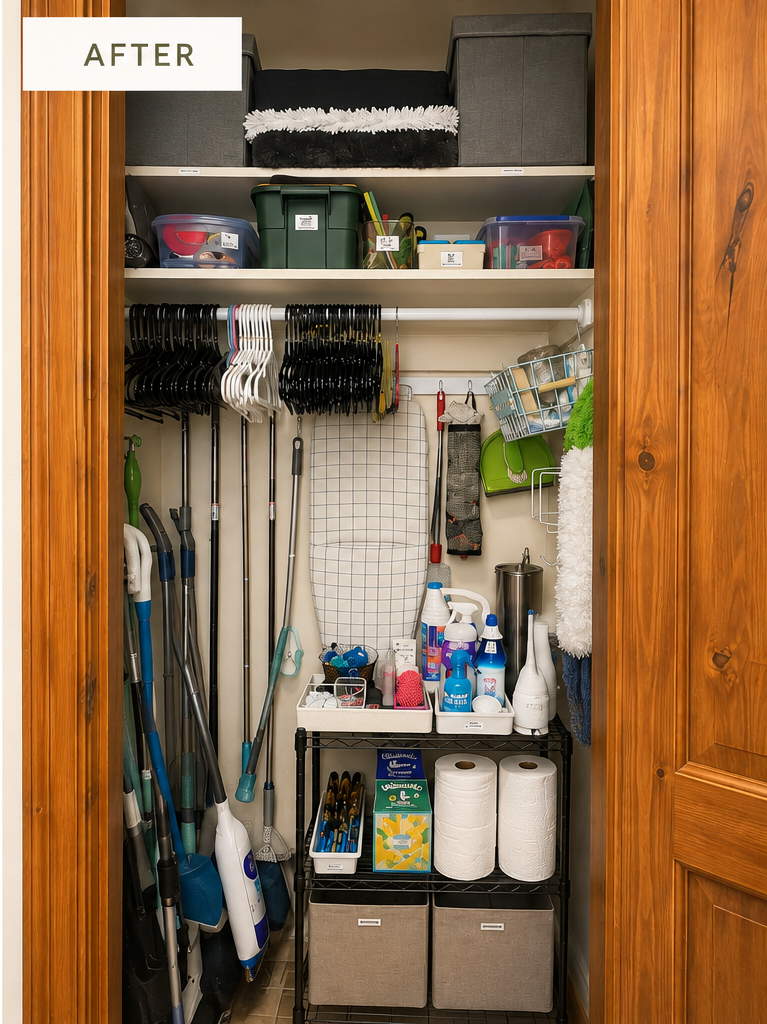 After photo of an organized storage closet